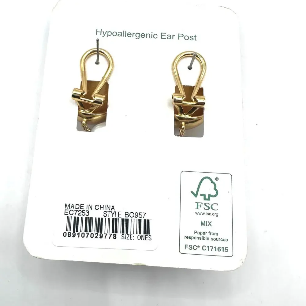 J Crew Freshwater Pearl Drop Earring Gold White BO957 Beach Preppy Jewelry